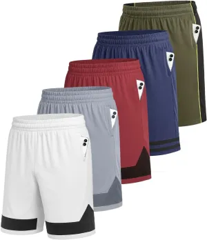 5 Pack Men's Athletic Shorts5PC Basketball Shorts with PocketsCasual Summer Shorts for Men
