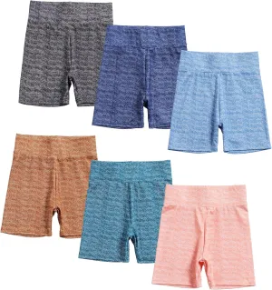6 Pack Girls Athletic Shorts Kids Running Active Ice Silk Dry-Fit Shorts