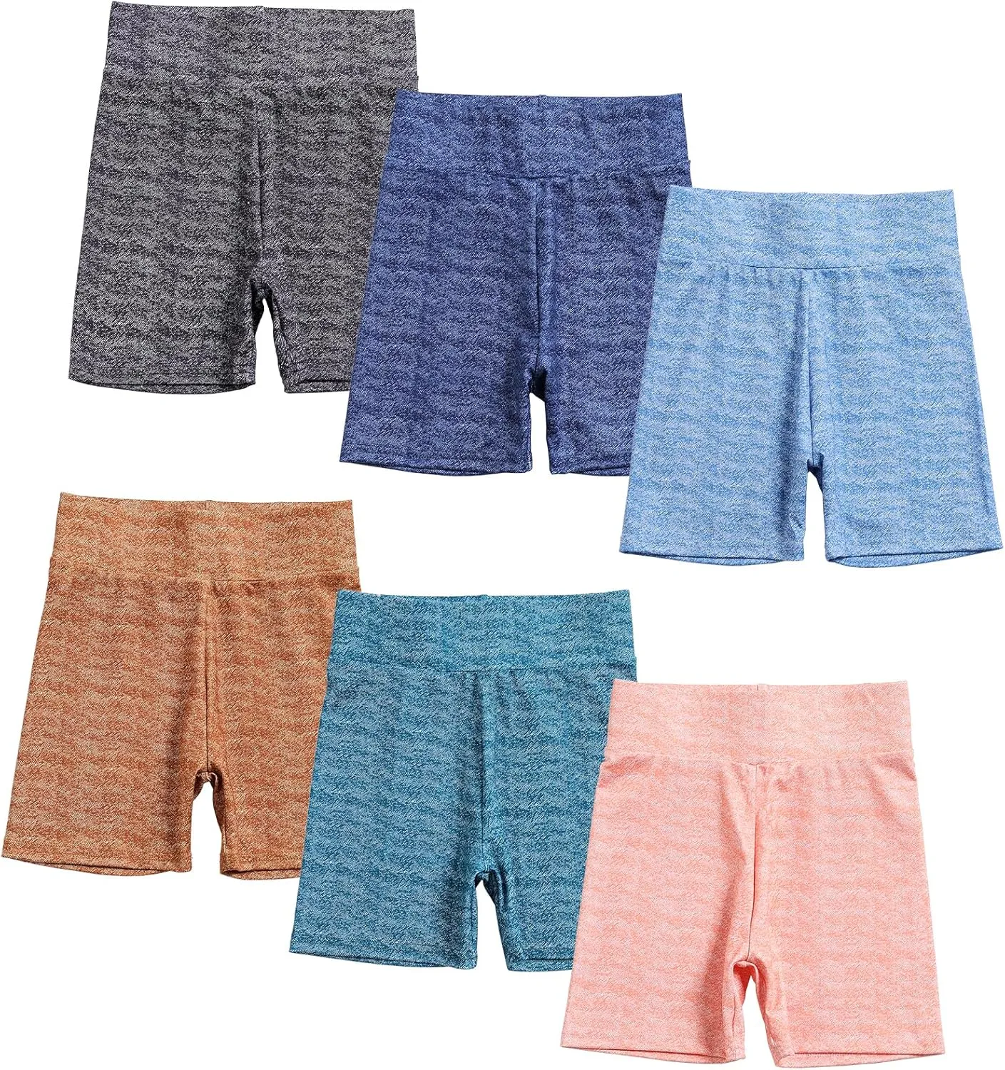 6 Pack Girls Athletic Shorts Kids Running Active Ice Silk Dry-Fit Shorts