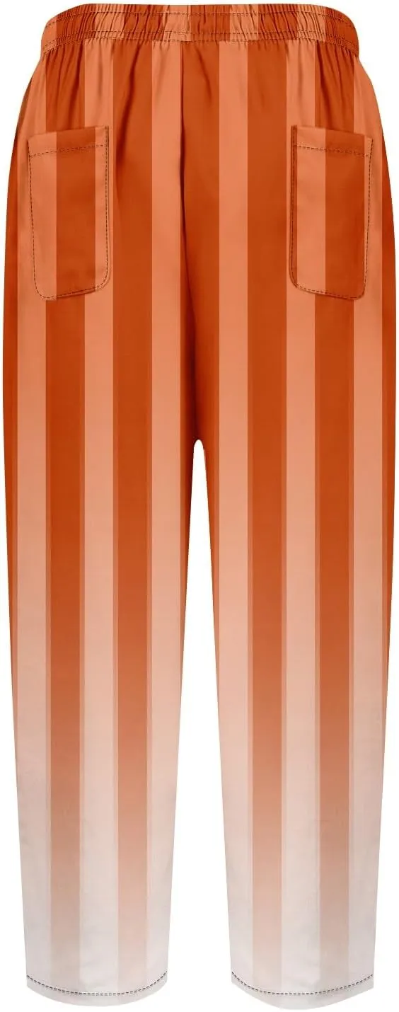 ADHOWBEW Plus Size Capri Pants for Women Dressy Flowy High Waist Casual Cotton Lounge Trendy Summer Bottoms with Pockets