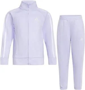 adidas Little Girl's Zip Front Classic Tricot Jacket and Joggers Set