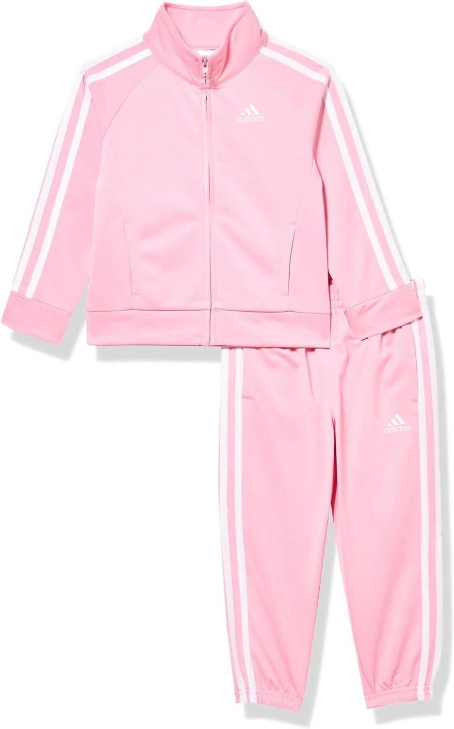 adidas Little Girl's Zip Front Classic Tricot Jacket and Joggers Set