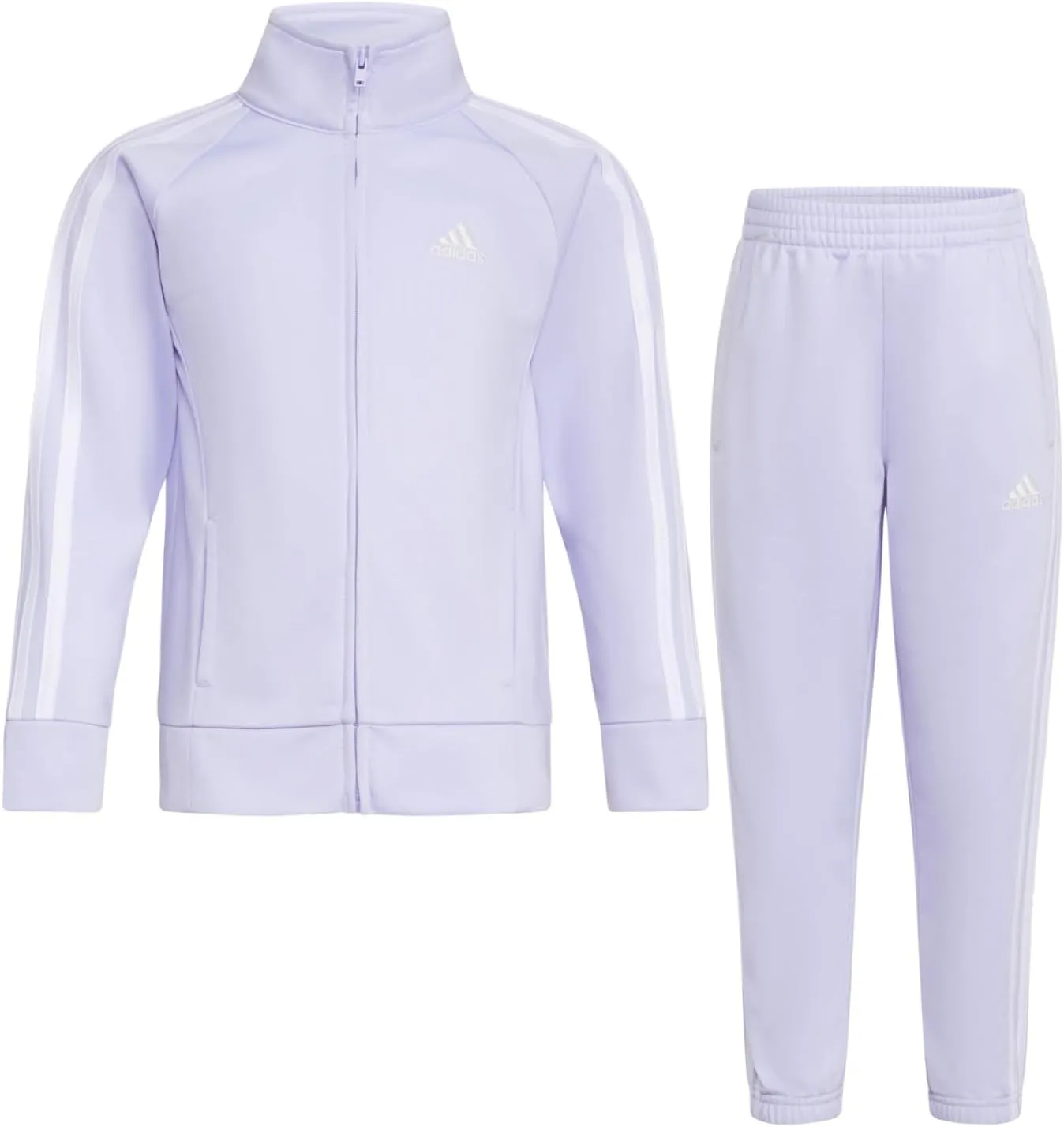 adidas Little Girl's Zip Front Classic Tricot Jacket and Joggers Set