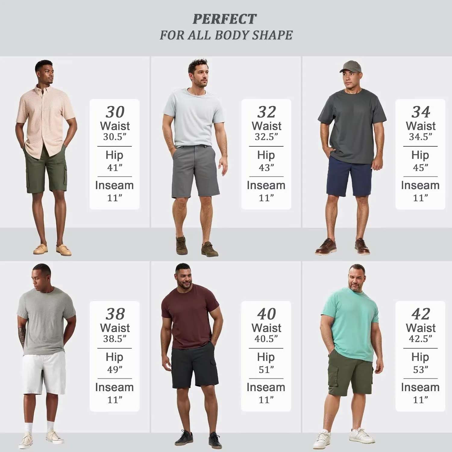 Agile Mens Casual Summer Flat Front Essential Stretch Shorts/Cargo Shorts with Pockets