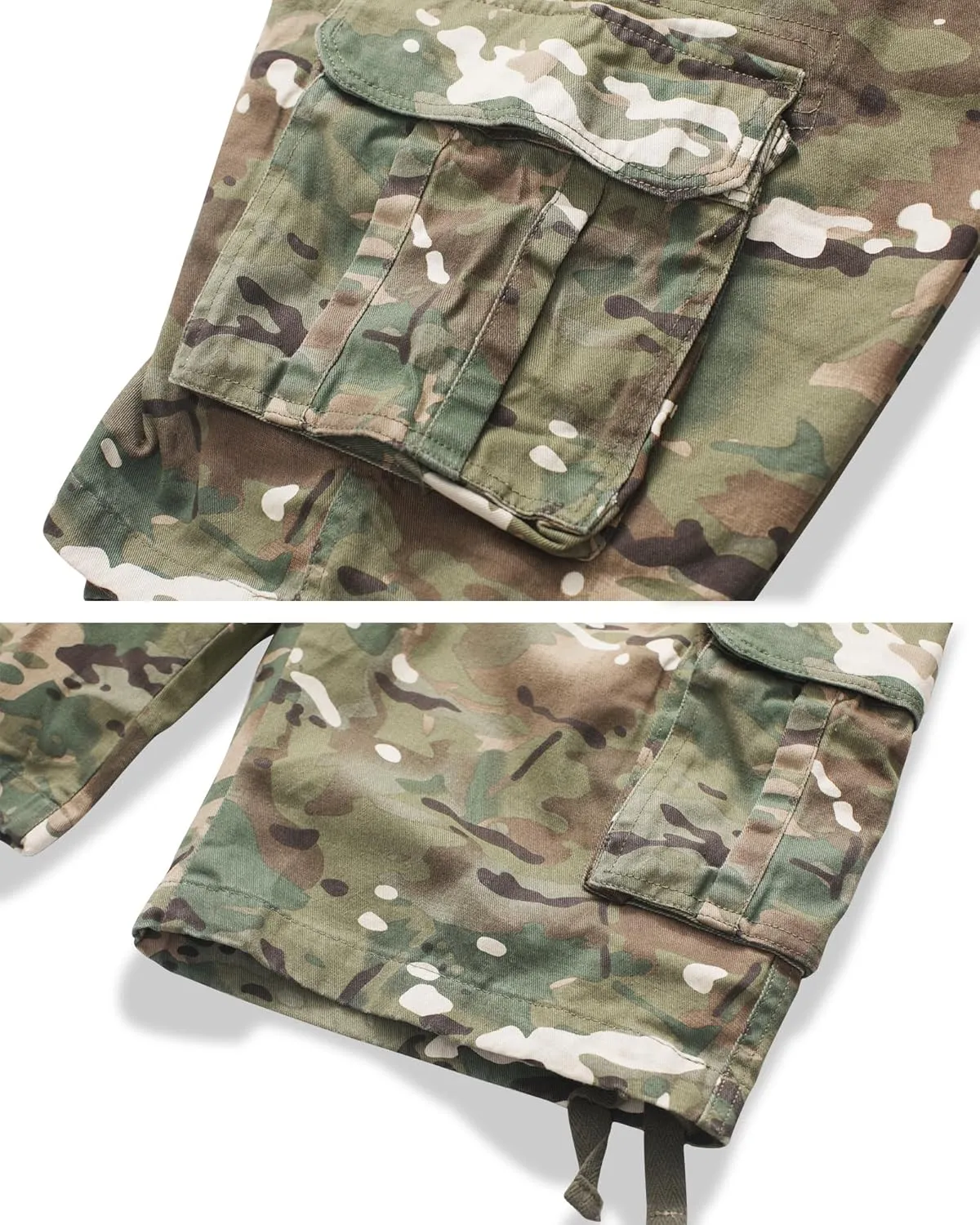 AKARMY Men's Camo Cargo Shorts Outdoor Multi-Pocket Cotton Casual Shorts with No Belt