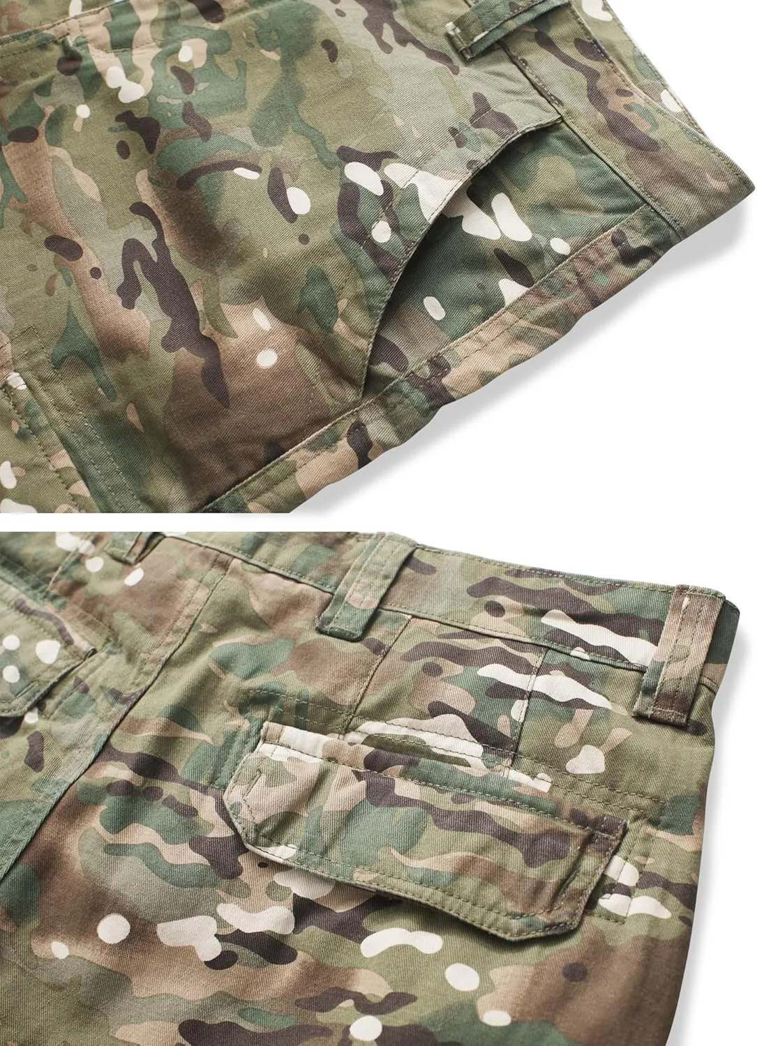 AKARMY Men's Camo Cargo Shorts Outdoor Multi-Pocket Cotton Casual Shorts with No Belt