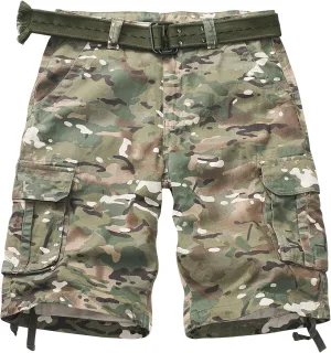 AKARMY Men's Camo Cargo Shorts Outdoor Multi-Pocket Cotton Casual Shorts with No Belt