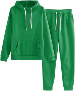Aniywn Two Piece Hoodie Sweatsuit Sets for Women Jogging Tracksuit Hood Crop Pullover Sweatshirt and Pants Sweatsuit Sets