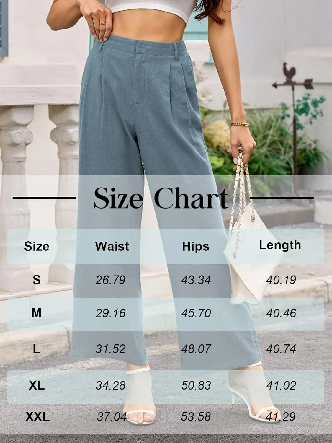 ANRILITA Linen Pants for Women High Waist Casual Flowy Pant Summer Wide Leg Trousers with Pocket