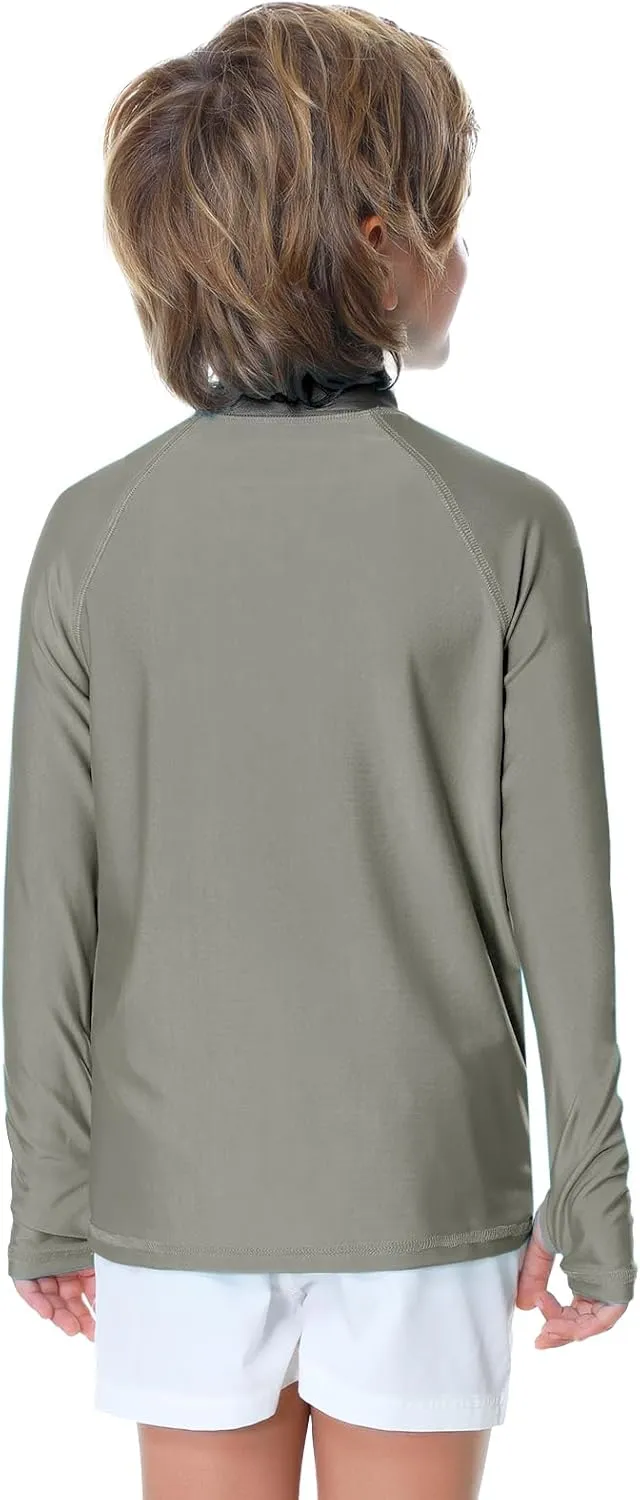 AOBUTE Unisex Kids Zipper Rash Guard Boys UPF 50  UV Protection Sun Shirt with Thumb Hole 3-12 Years