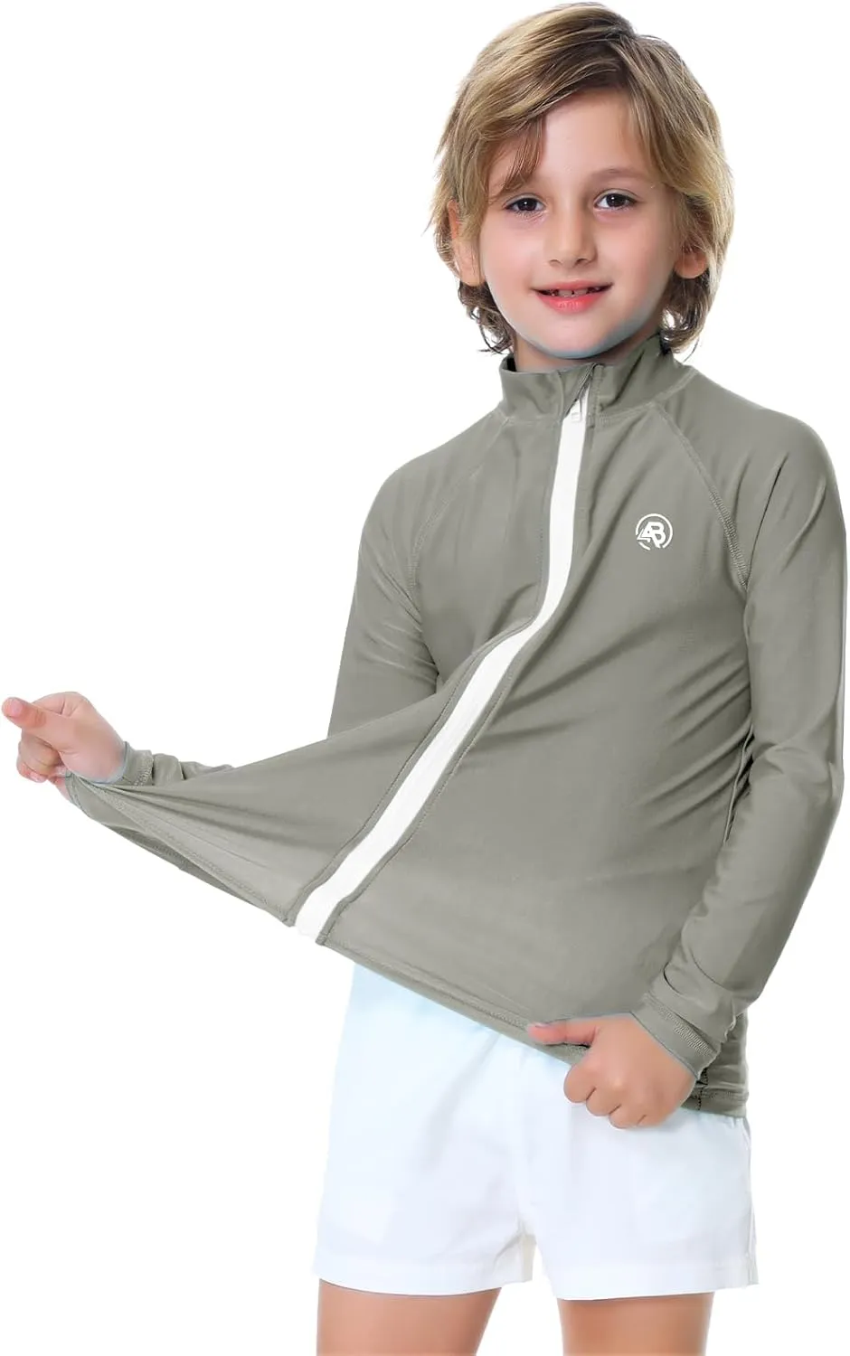 AOBUTE Unisex Kids Zipper Rash Guard Boys UPF 50  UV Protection Sun Shirt with Thumb Hole 3-12 Years