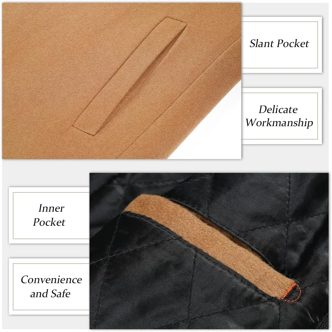 APTRO Men's Wool Trench Coat Winter Hoodie Coat Premium Business Wool Jacket