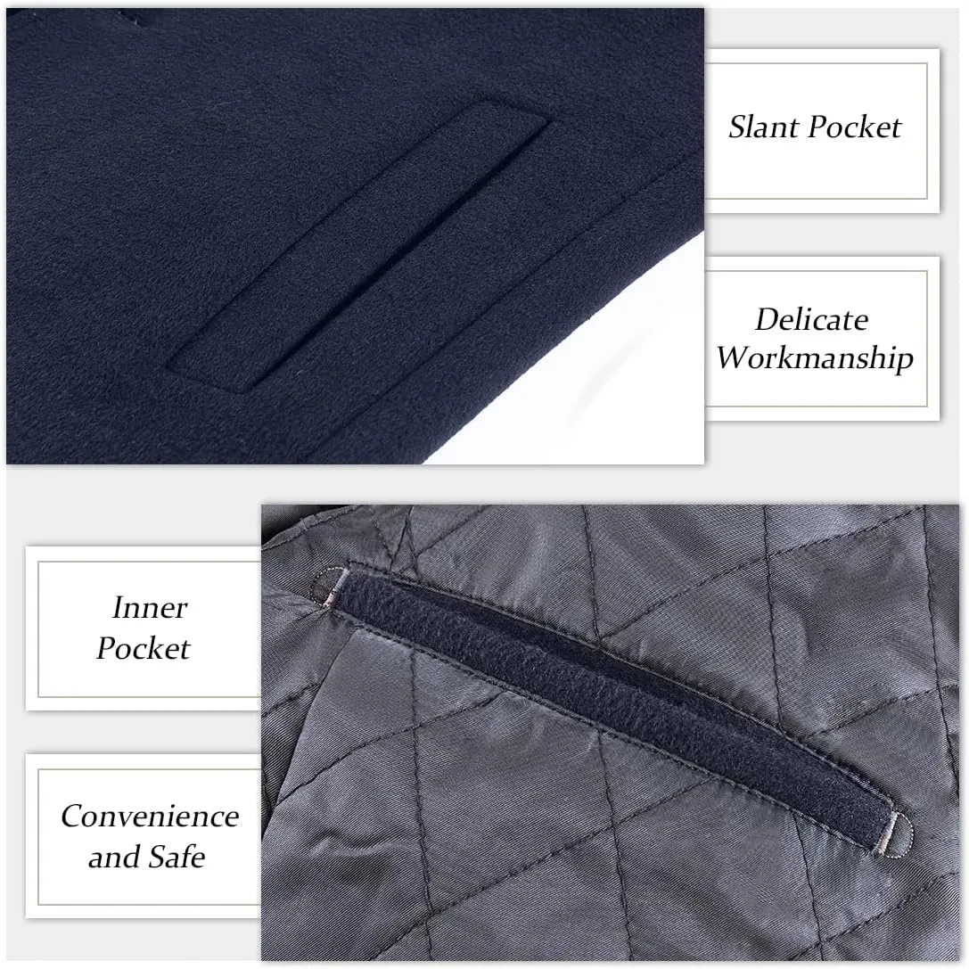 APTRO Men's Wool Trench Coat Winter Hoodie Coat Premium Business Wool Jacket
