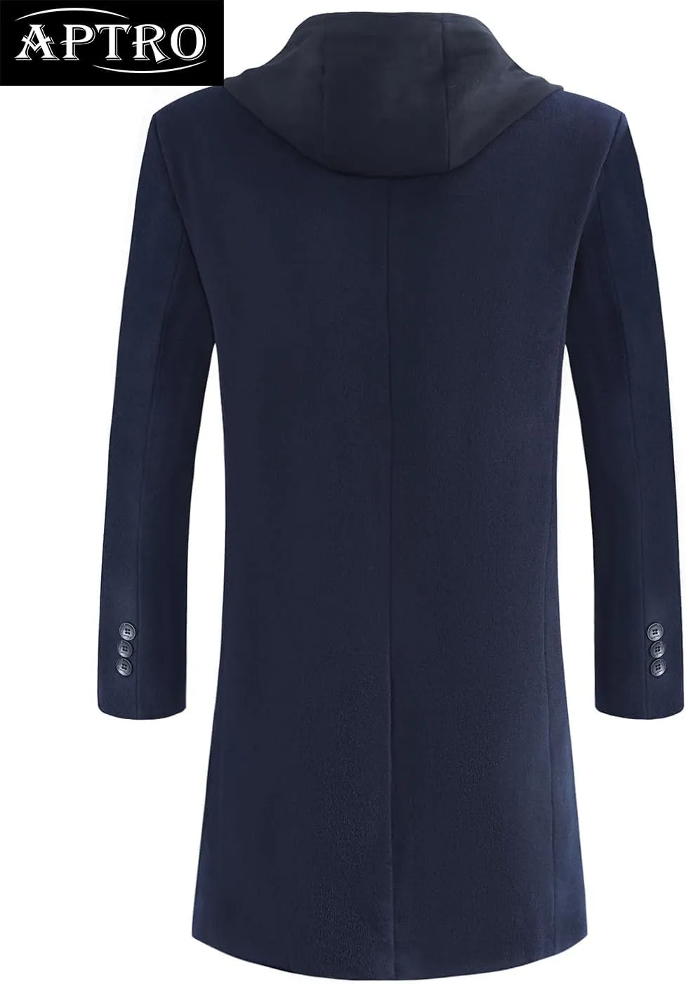 APTRO Men's Wool Trench Coat Winter Hoodie Coat Premium Business Wool Jacket
