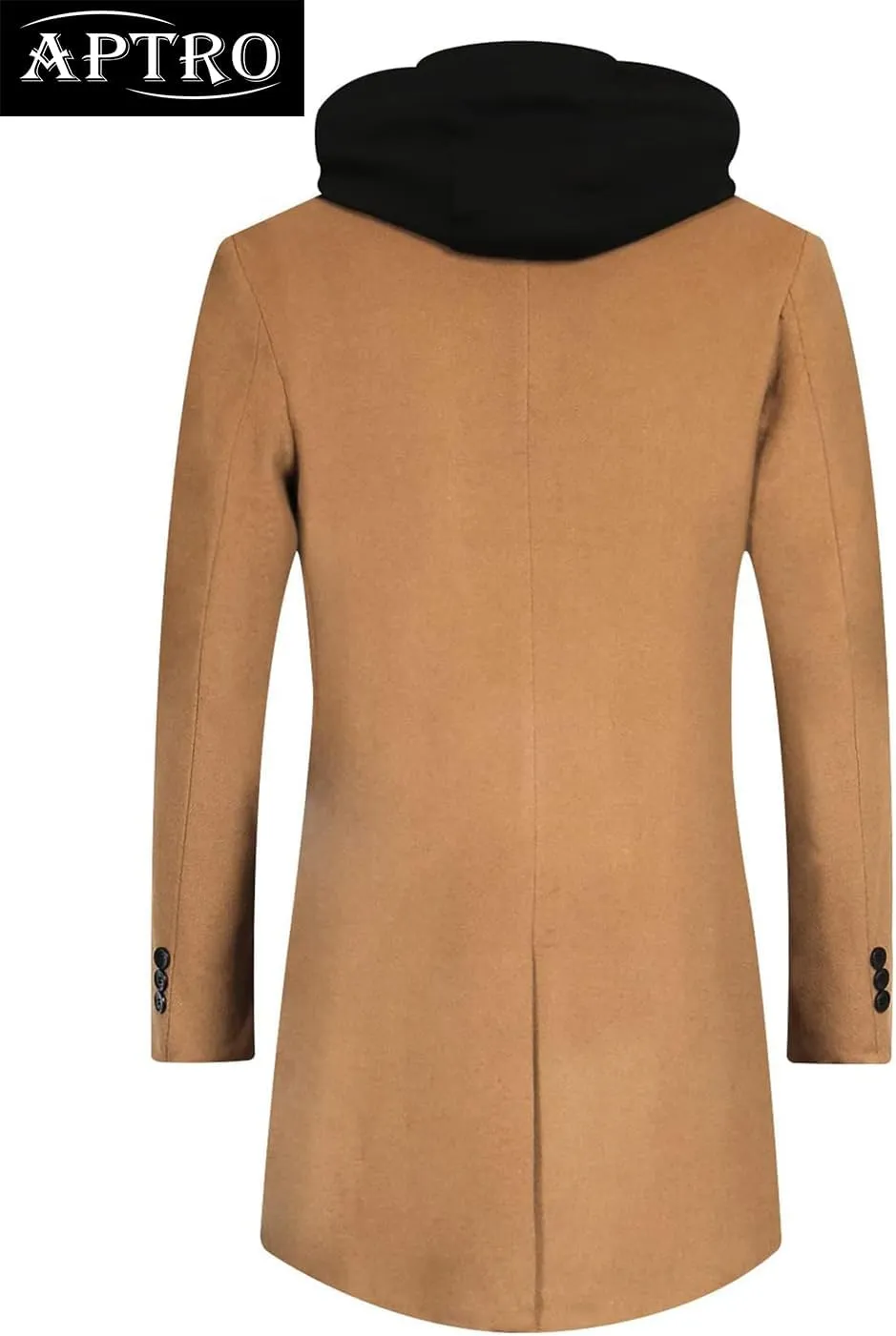 APTRO Men's Wool Trench Coat Winter Hoodie Coat Premium Business Wool Jacket