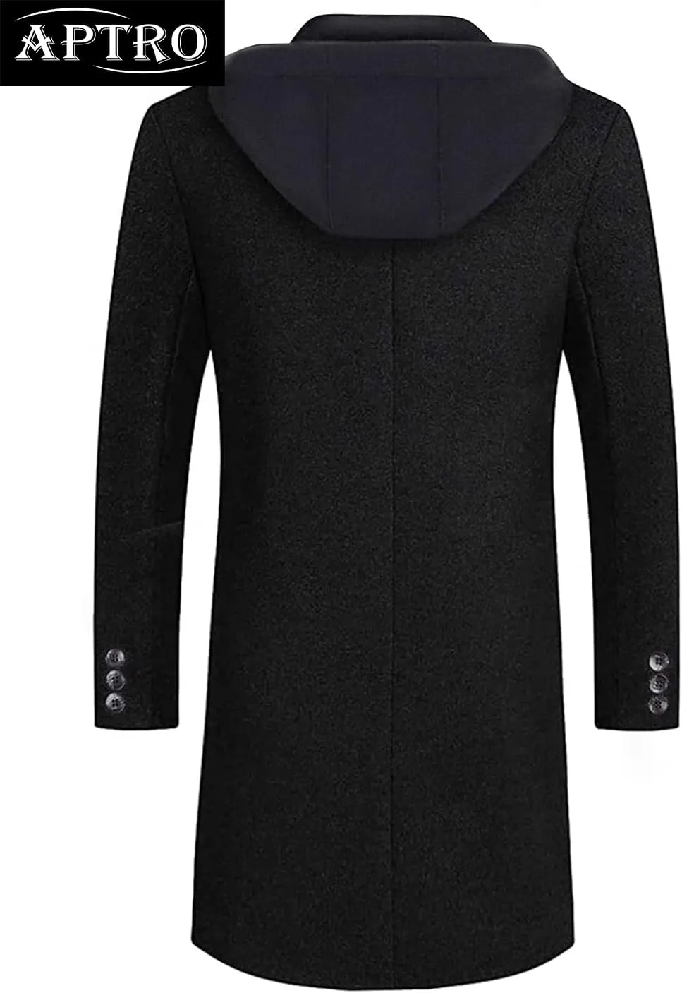 APTRO Men's Wool Trench Coat Winter Hoodie Coat Premium Business Wool Jacket