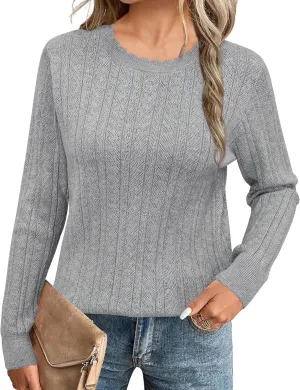 Arach&Cloz Women Sweaters 2025 Spring Ultra-Soft Long Sleeve Business Casual Outfit Crewneck Fashion Top Knit Pullover