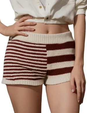 Arssm Womens Striped Shorts Knitted Sweater Y2K Summer Lounge Strechy Going Out Shorts