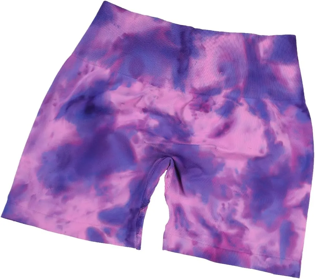 AUROLA Dream Tie Dye Workout Shorts for Women Seamless Scrunch Soft Active Shorts