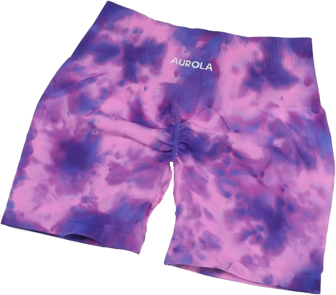 AUROLA Dream Tie Dye Workout Shorts for Women Seamless Scrunch Soft Active Shorts