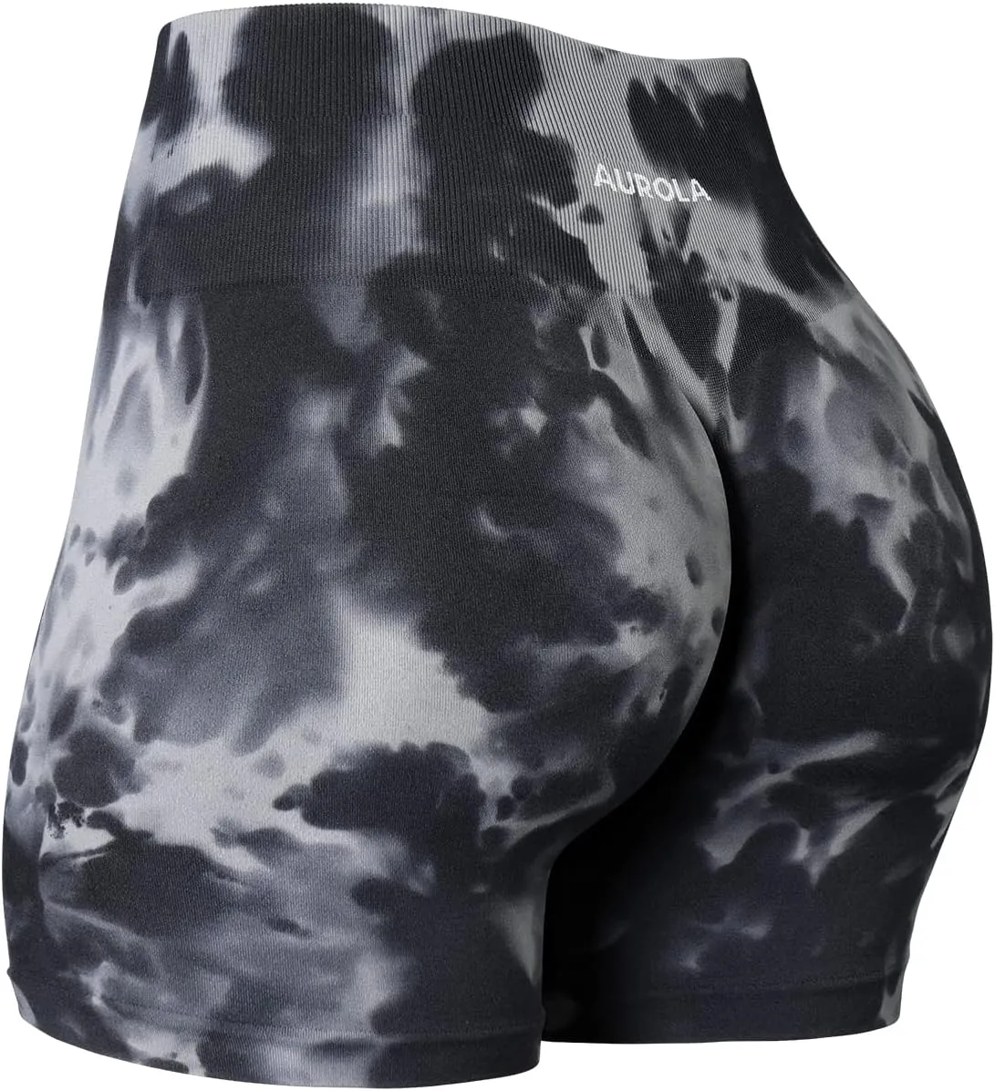 AUROLA Dream Tie Dye Workout Shorts for Women Seamless Scrunch Soft Active Shorts