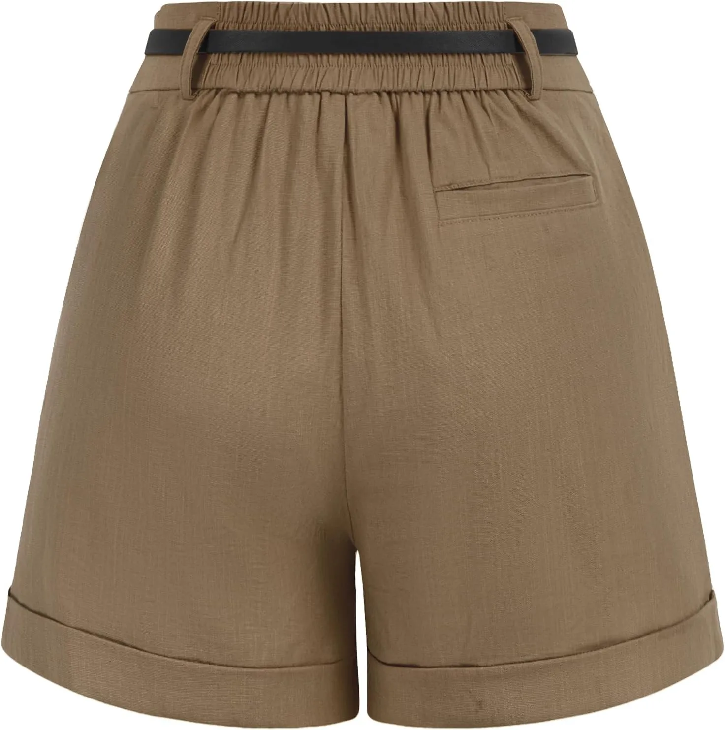 Belle Poque Women Bermuda Shorts Elastic Waist Wide Leg Shorts with Pockets & Belts