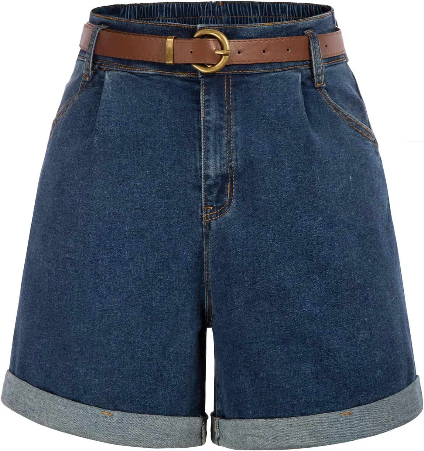 Belle Poque Women Demin Shorts High Waisted Wide Leg Jean Shorts with Pockets