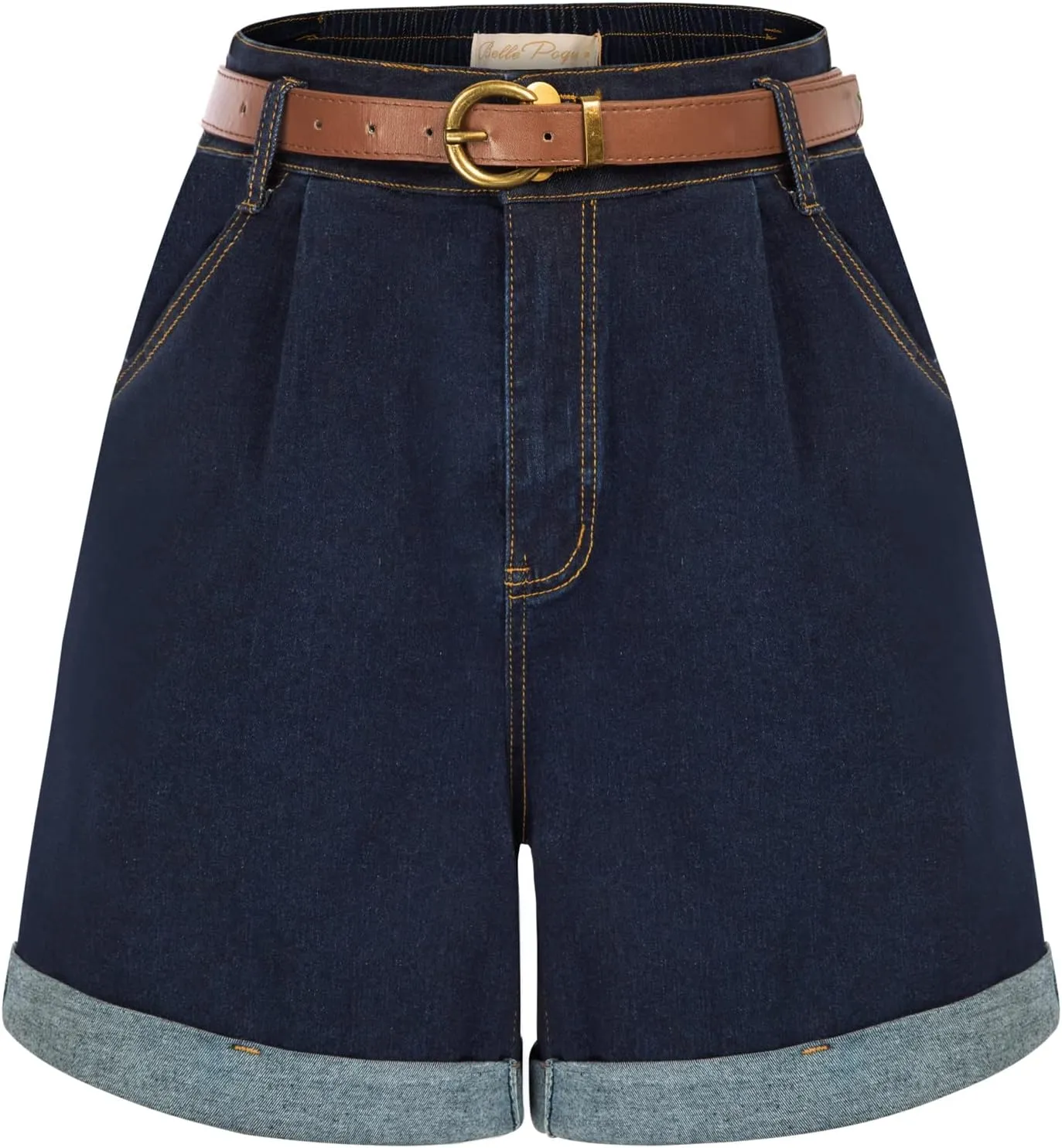 Belle Poque Women Demin Shorts High Waisted Wide Leg Jean Shorts with Pockets