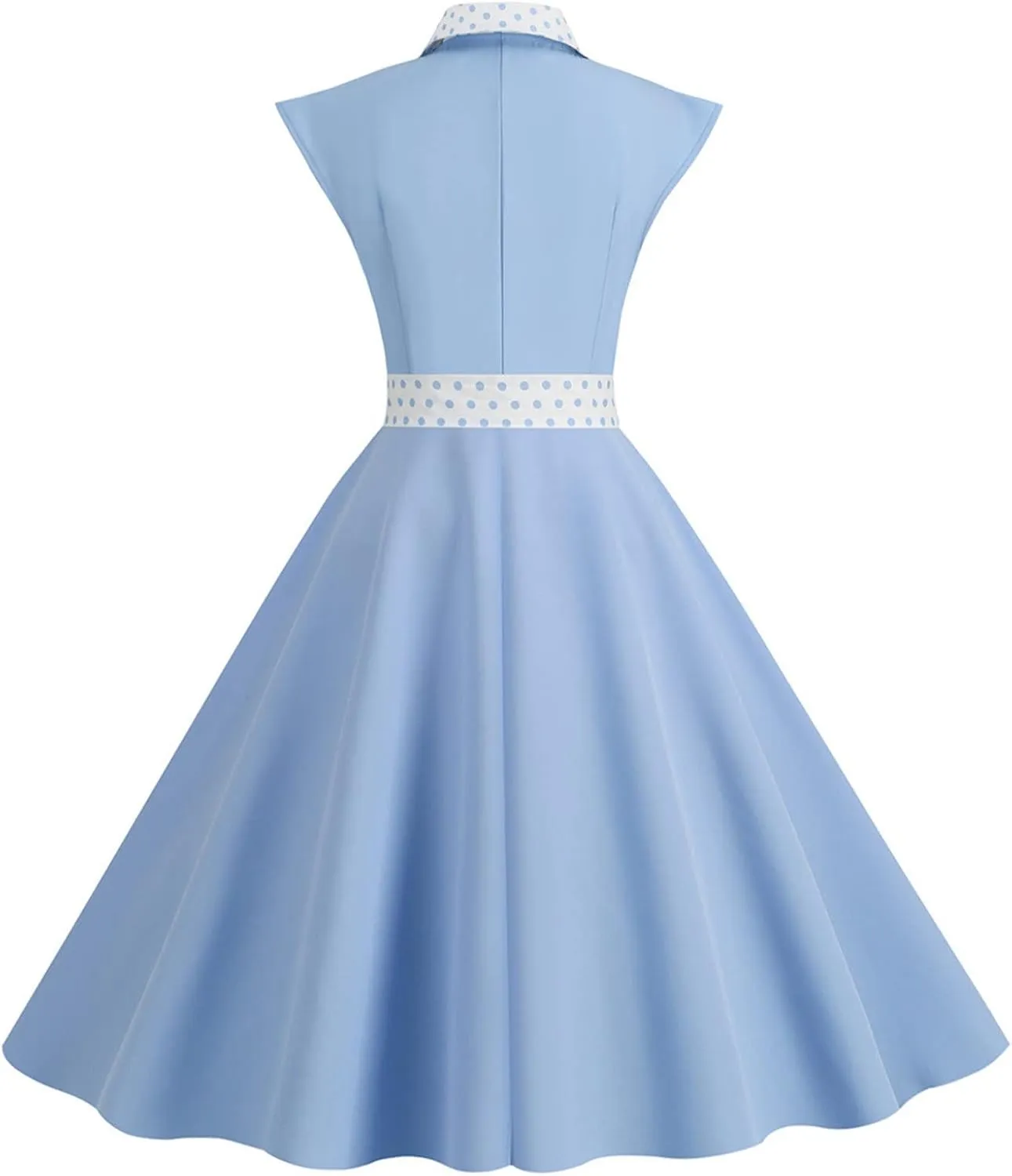 Binmer 1950s Dresses for Women Vintage Short Sleeve Lapel Swing A Line Midi Summer Dress Cocktail Party Evening Prom Gown