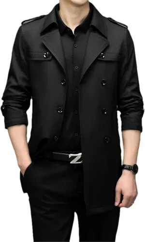 Blazer Men Office Business Casual Meeting Work Simple Middle-Aged Jacket Long Trench Coat Fall Trench Coat Men