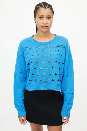 Blue Cashmere Keyhole Sweater