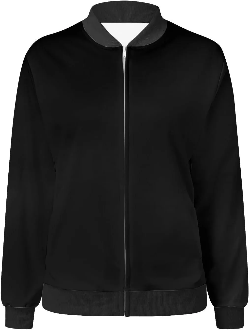 Bomber Jacket Coats for Women Causal Zip Up Long Sleeve Stand Collar Jackets 2024 Fall Lightweight Outerwear