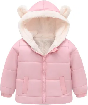 Boys And Girls Middle Children Solid Color Ears Cute Pocket Short Cotton Padded Children's Winter Coats for Tween Girls