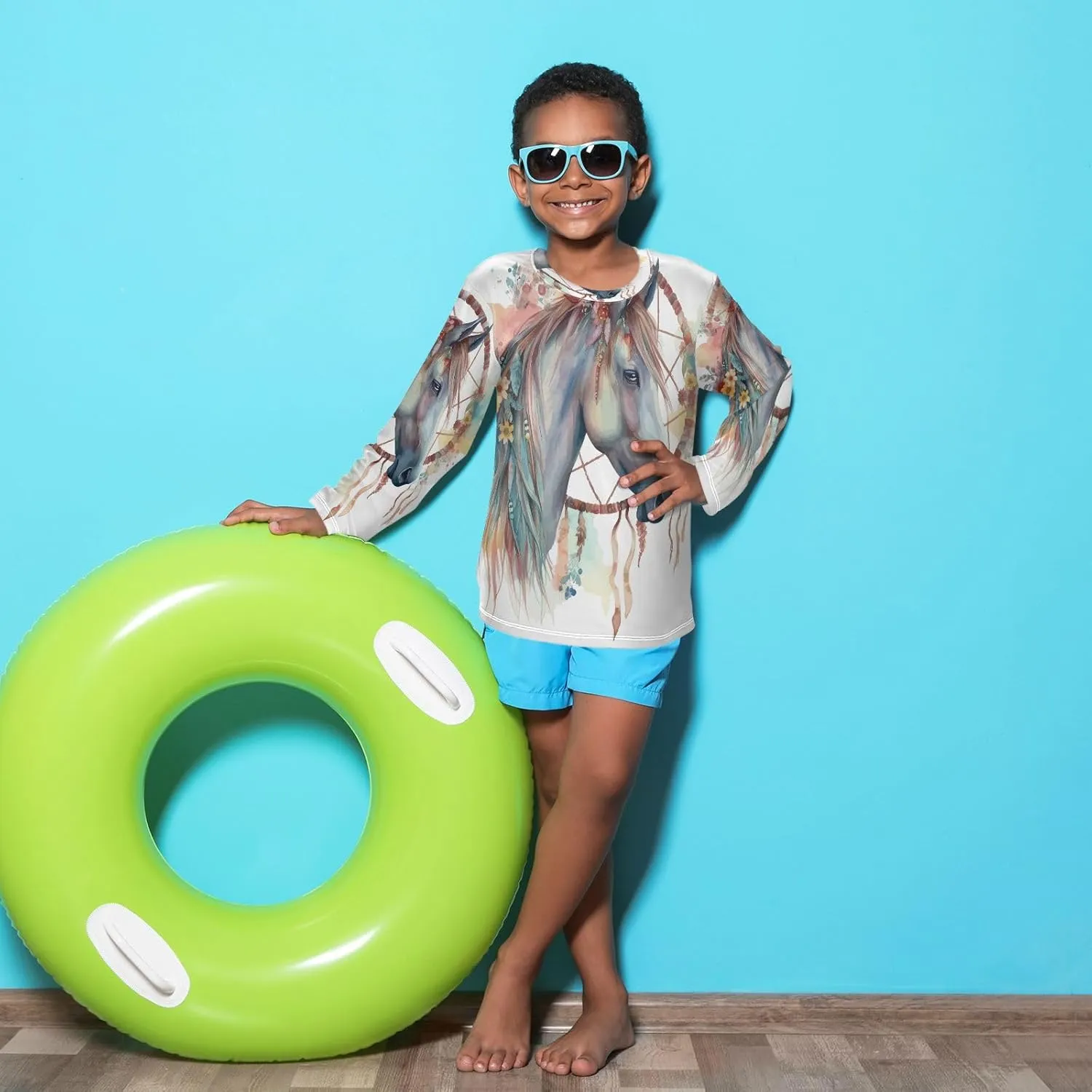 Boys Rash Guard Long Sleeve UPF 50  Sun Protection Boys Swim Shirt Quick Dry Shirt for 3-12 Years
