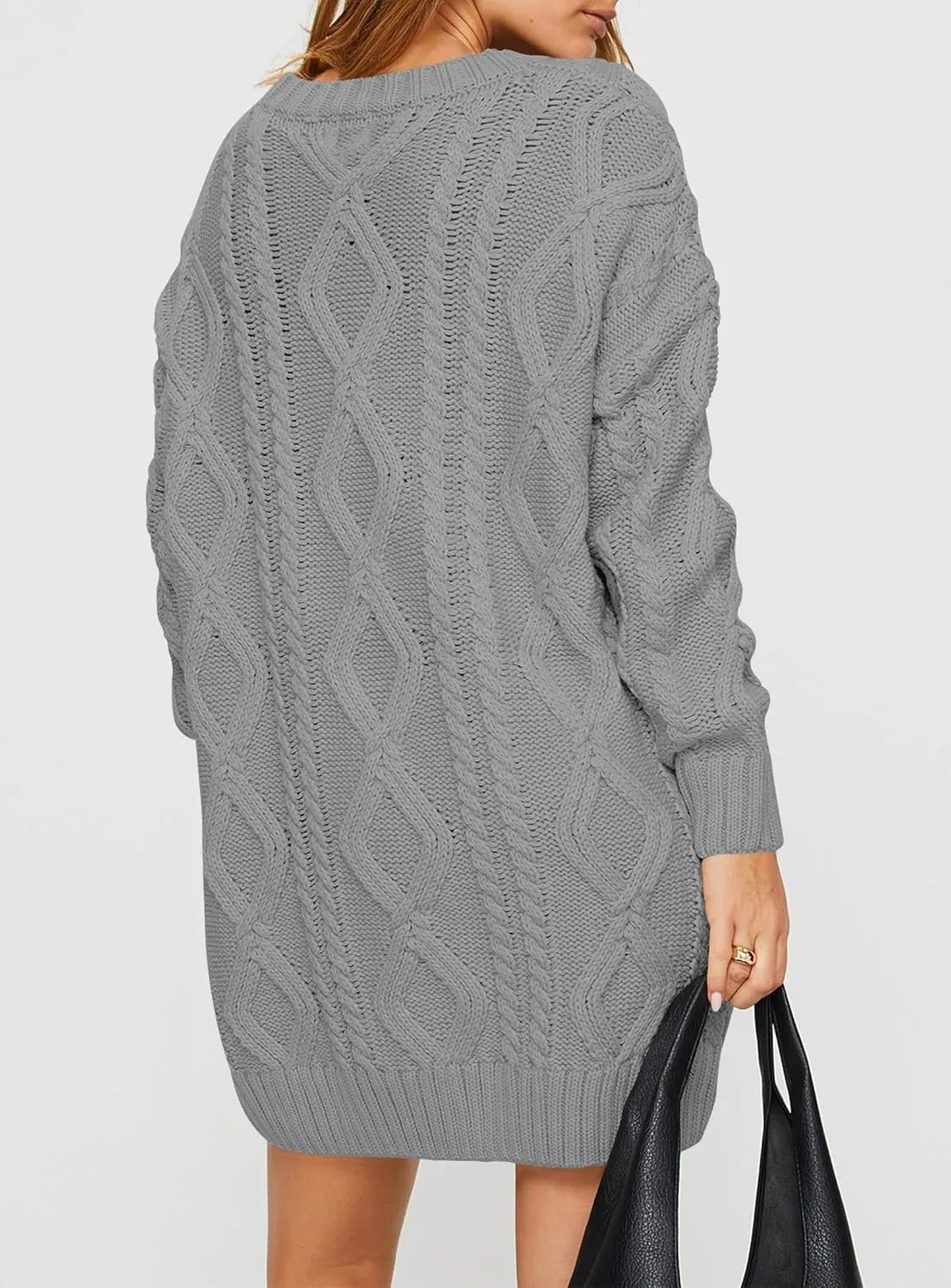 Cakulo Womens Oversized Cable Knit Sweater Dress 2025 Fall Pullover Chunky Long Sweaters Vintage Knitted Dresses