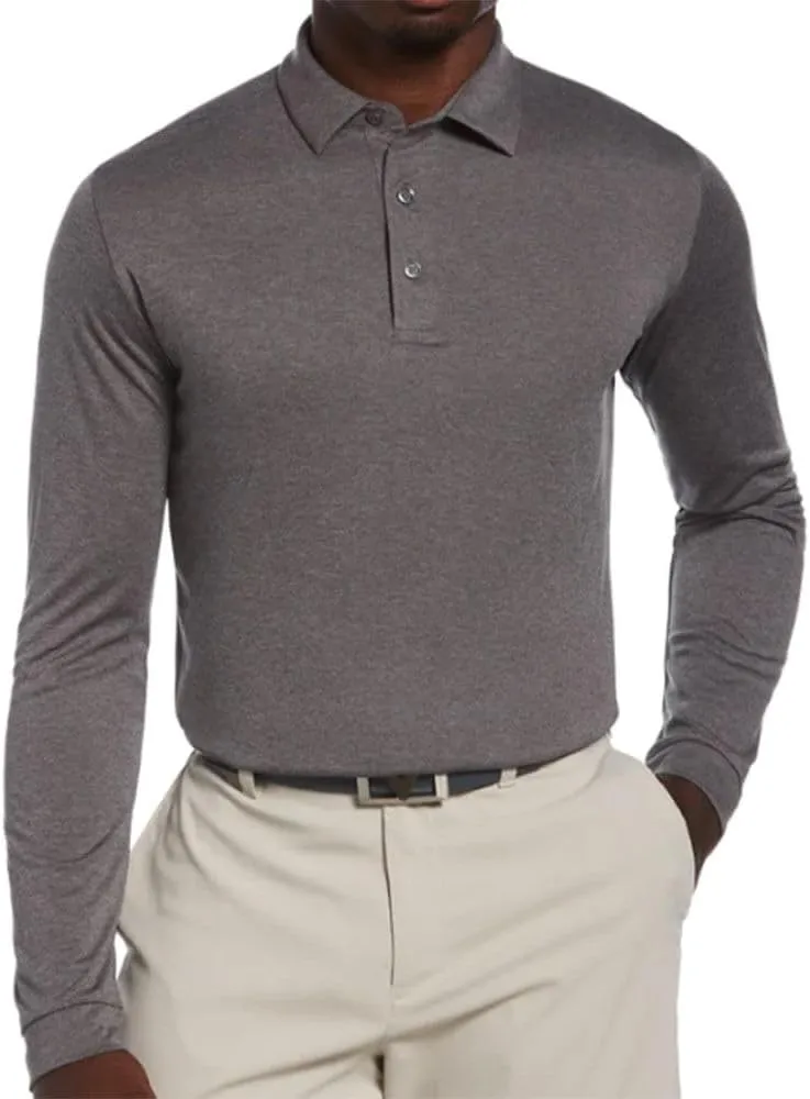 Callaway Men's Essential Long Sleeve Golf Polo Shirt with Swing Tech, Opti-Dri Technology & Sun Protection
