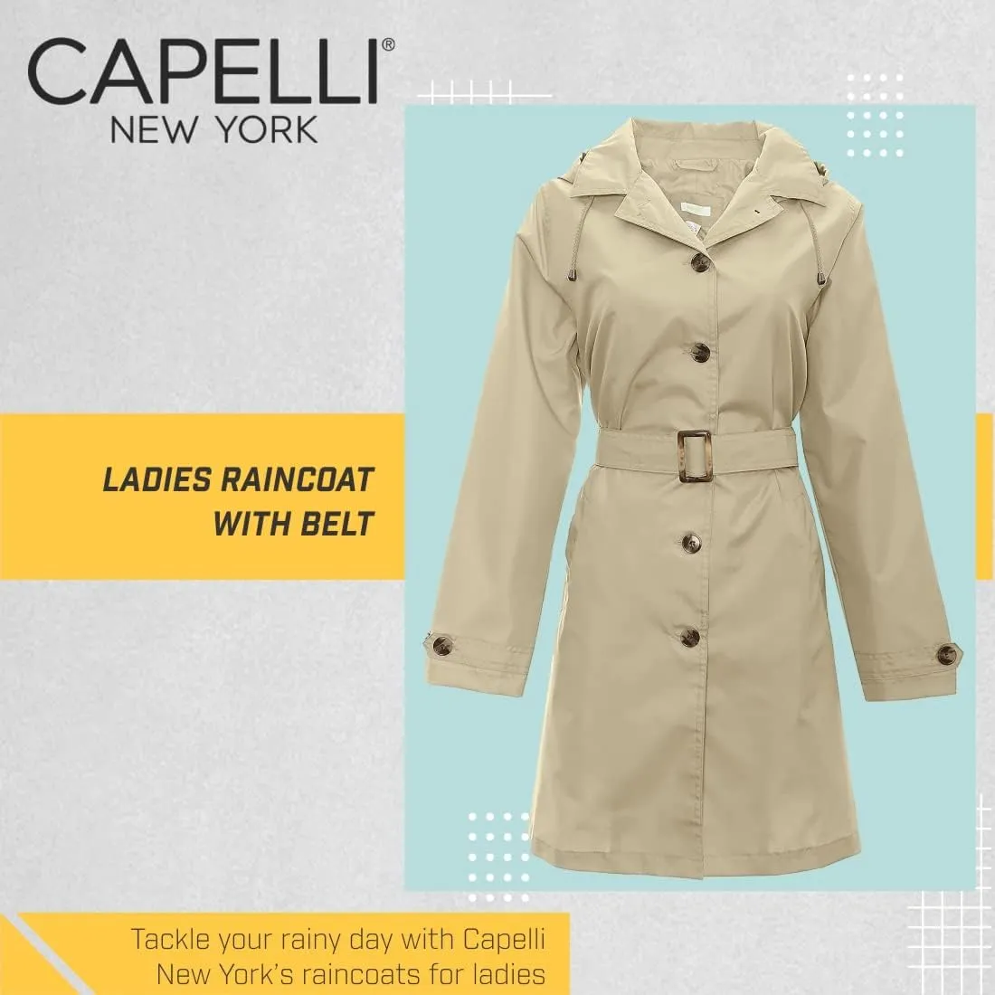 Capelli New York Ladies Rain Slicker with Removable Hood