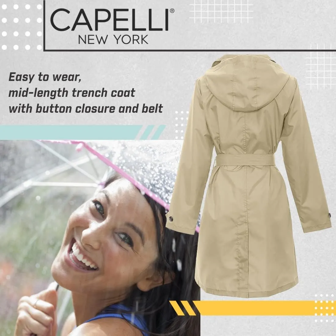 Capelli New York Ladies Rain Slicker with Removable Hood