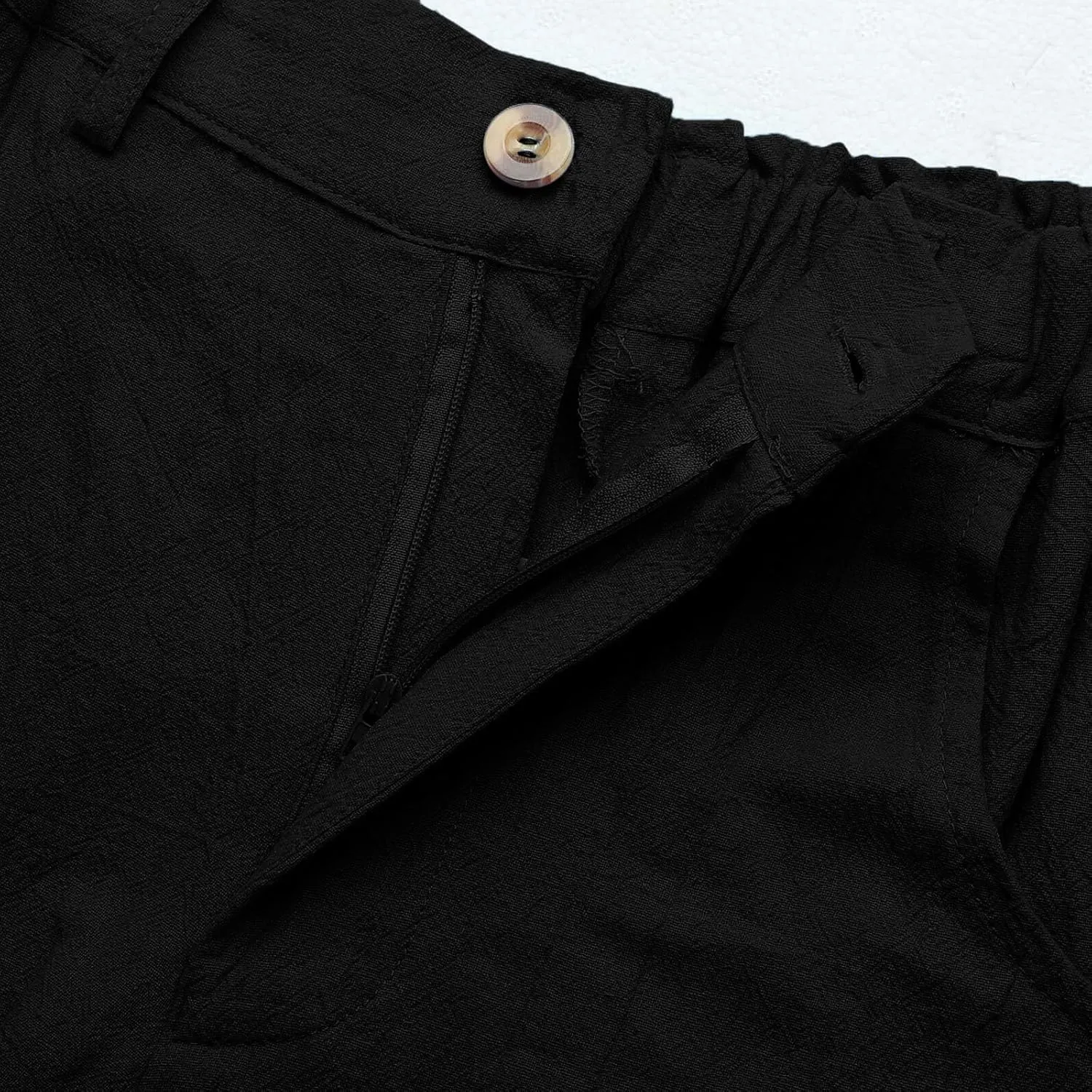Capri Linen Pants for Women 2025 Summer Trendy Elastic High Waist Straight Leg Casual Pants Stretchy Loose Trousers