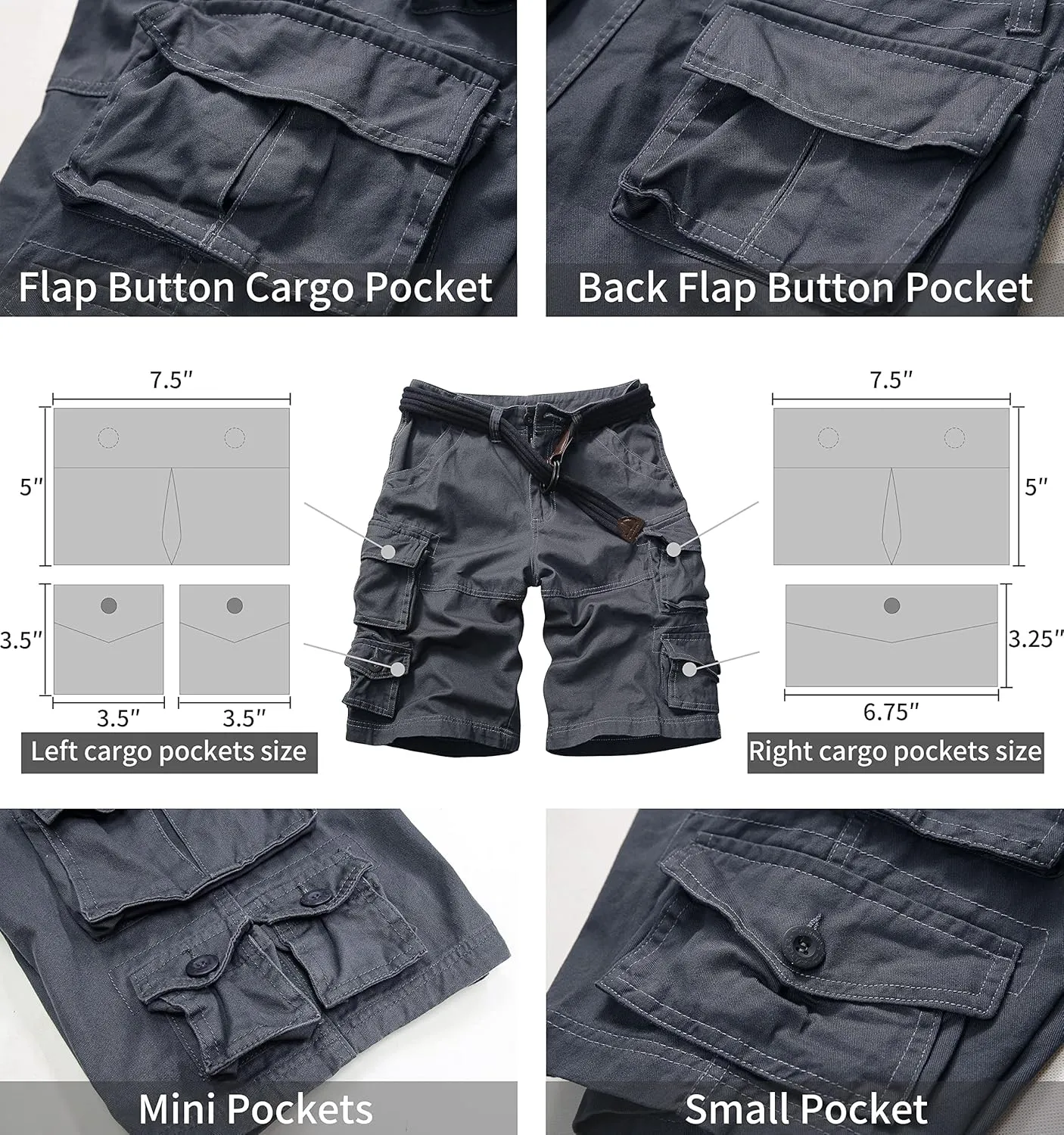 Cargo Short for Men Relaxed Fit Camo Outdoor Hiking Work Cotton Casual Shorts with 9 Pockets No Belt