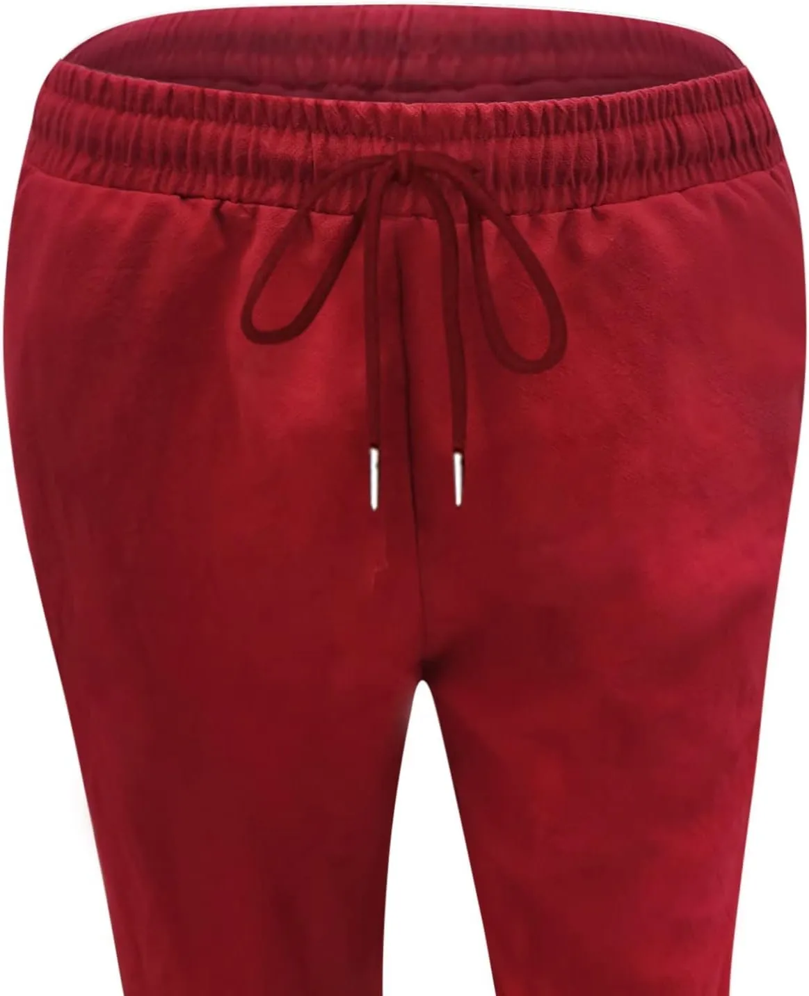 Ceboyel Womens Solid Drawstring Linen Pants Elastic Casual Sweatpants Ankle Length Jogger Straight Leg Trendy Trouser Outfits