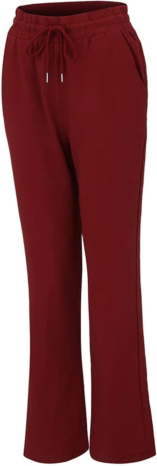 Ceboyel Womens Solid Drawstring Linen Pants Elastic Casual Sweatpants Ankle Length Jogger Straight Leg Trendy Trouser Outfits