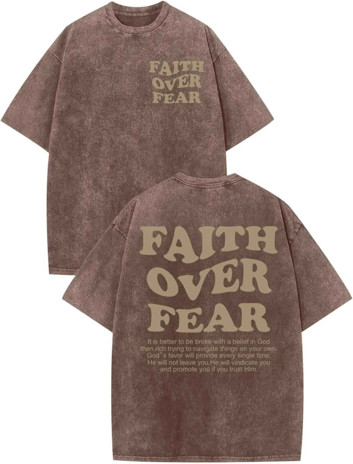 Christian Shirts for Men Faith Over Fear Oversized Shirt Acid Wash Tshirt Graphic Religious T Shirt Bible Verse Tees