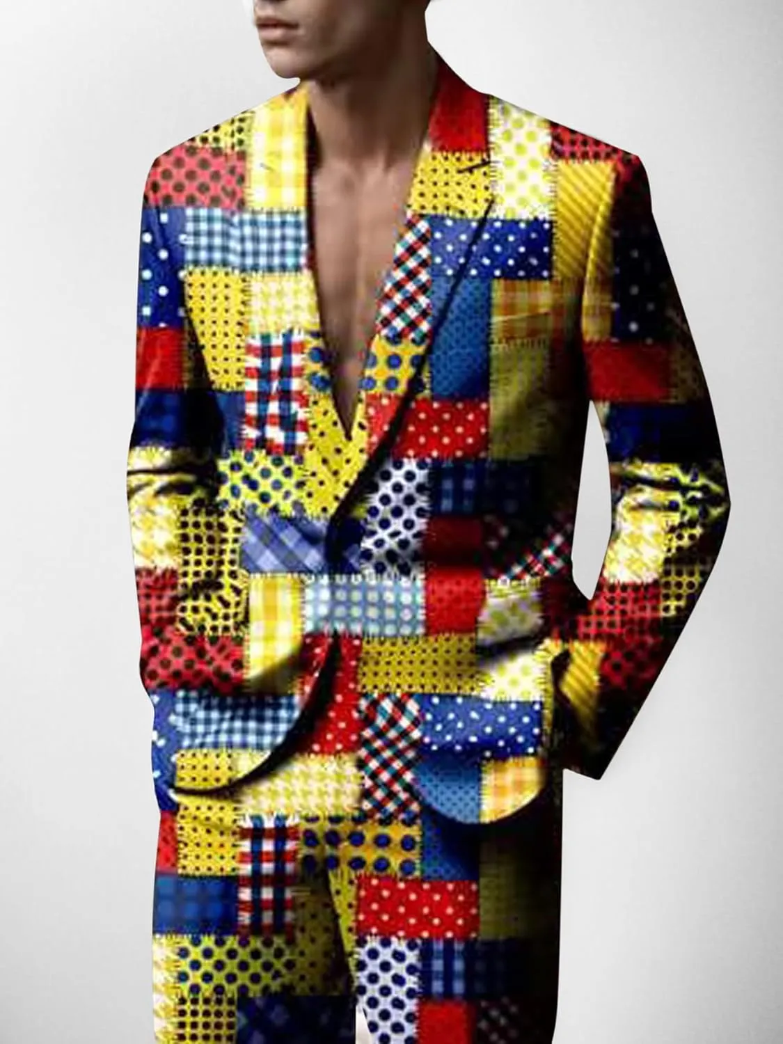 Cloudstyle Mens 2 Piece Floral Dress Suit Pattern Print Party Prom Tuxedo Suit Jacket Pants Set