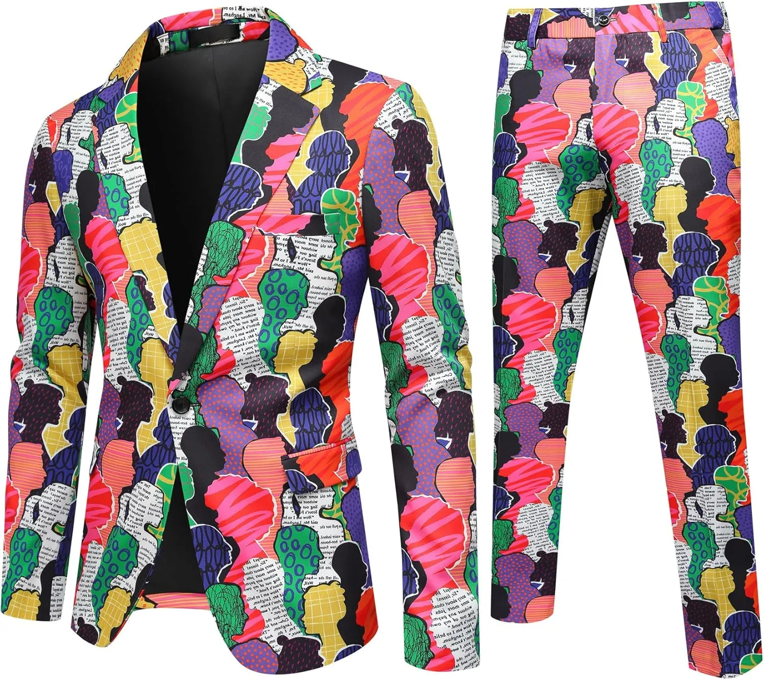Cloudstyle Mens 2 Piece Floral Dress Suit Pattern Print Party Prom Tuxedo Suit Jacket Pants Set