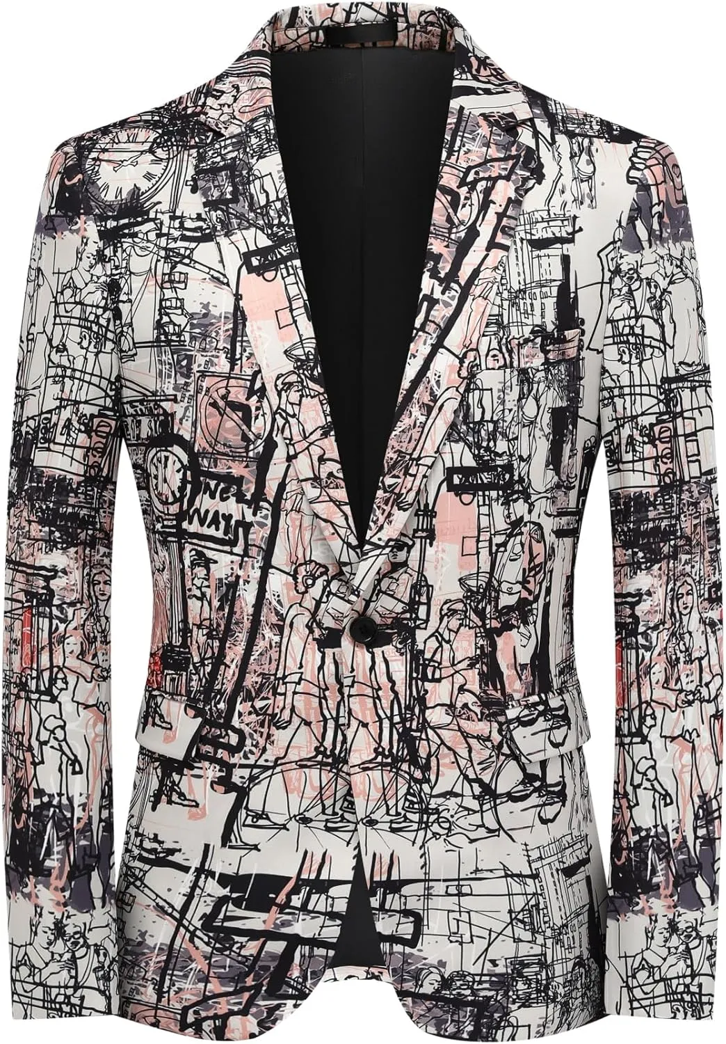 Cloudstyle Mens 2 Piece Floral Dress Suit Pattern Print Party Prom Tuxedo Suit Jacket Pants Set
