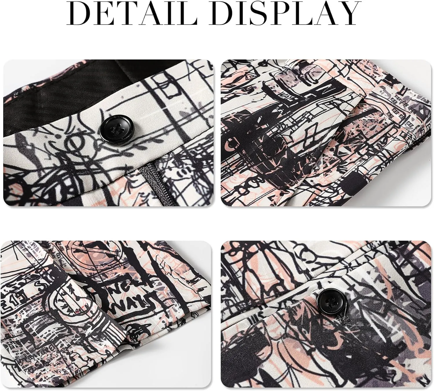 Cloudstyle Mens 2 Piece Floral Dress Suit Pattern Print Party Prom Tuxedo Suit Jacket Pants Set