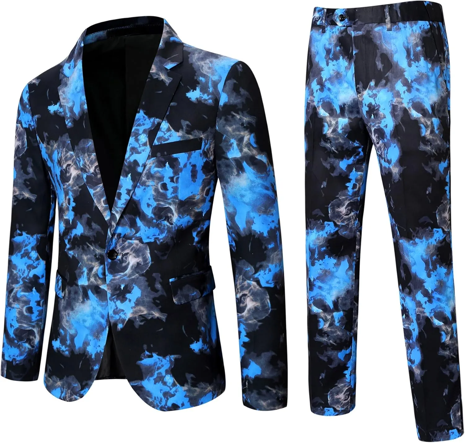 Cloudstyle Mens 2 Piece Floral Dress Suit Pattern Print Party Prom Tuxedo Suit Jacket Pants Set