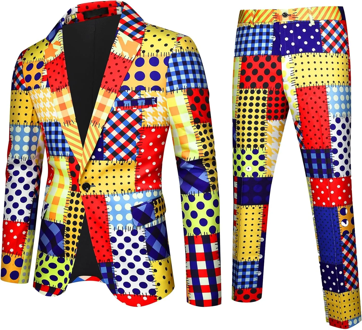 Cloudstyle Mens 2 Piece Floral Dress Suit Pattern Print Party Prom Tuxedo Suit Jacket Pants Set
