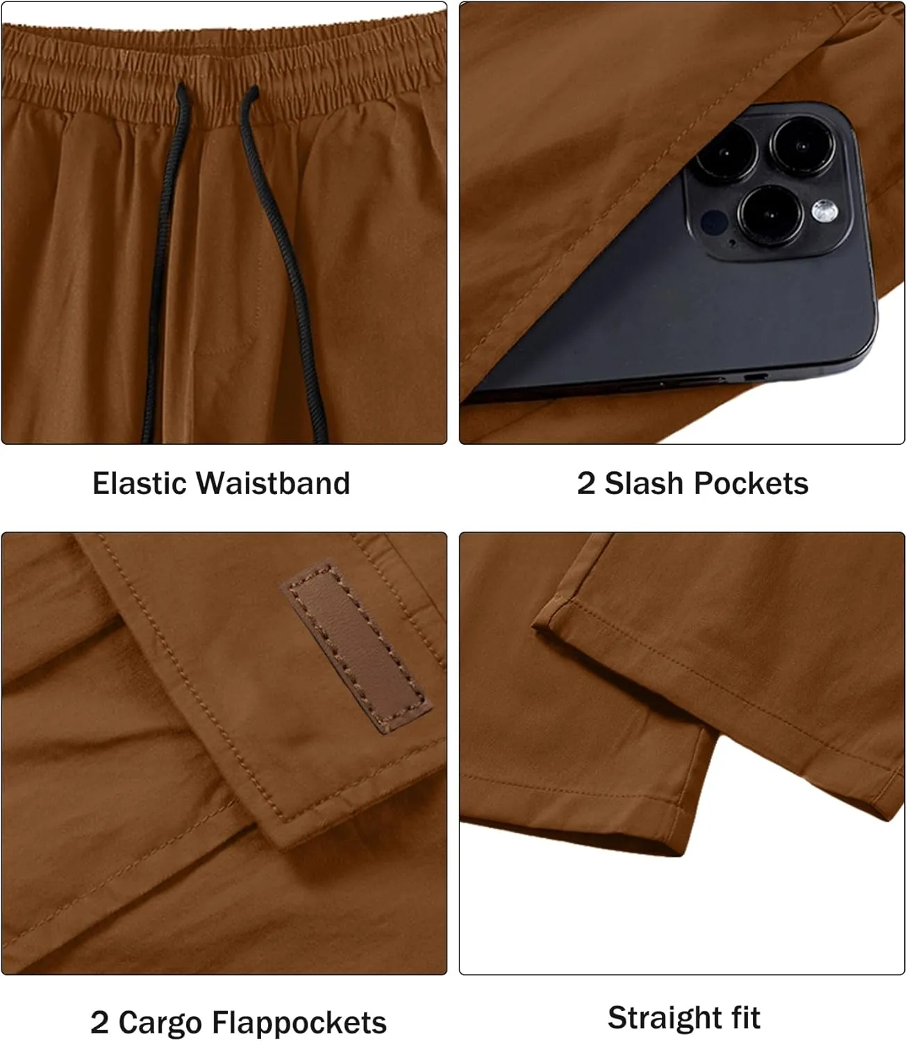 Comdecevis Men's Casual Cargo Pants Workout Joggers Stretch Sweatpants Hiking Drawstring Tactical Pants with Multi Pockets